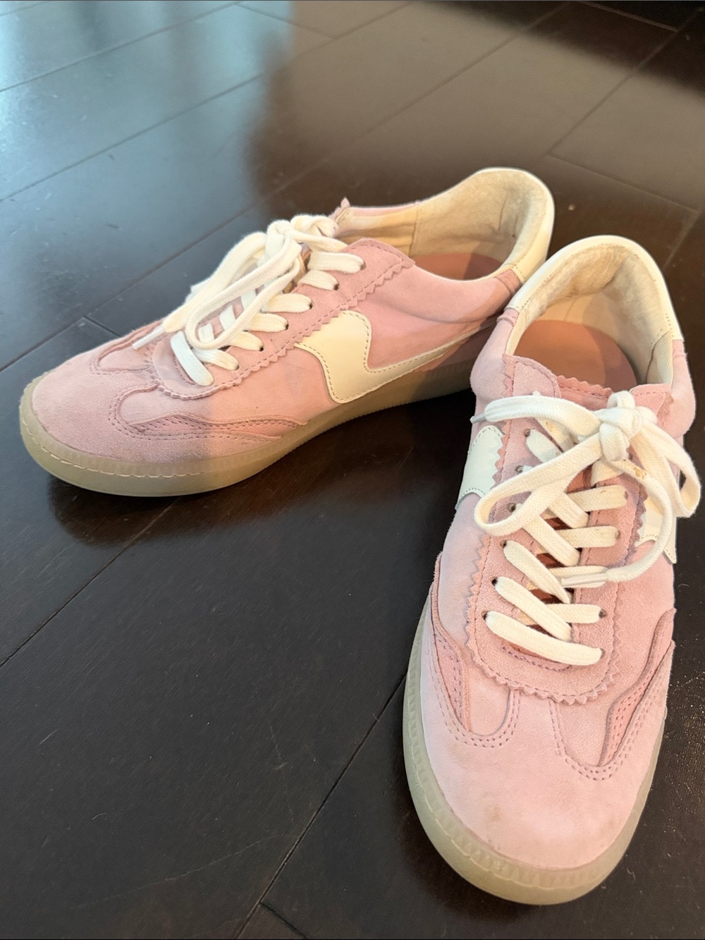 Dolce Vita Pink Suede Lace-Up Sneakers with White Accents